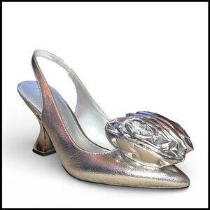 Katy Perry The Laterr Pointed Toe Slingback Pumps - Silver NWOB